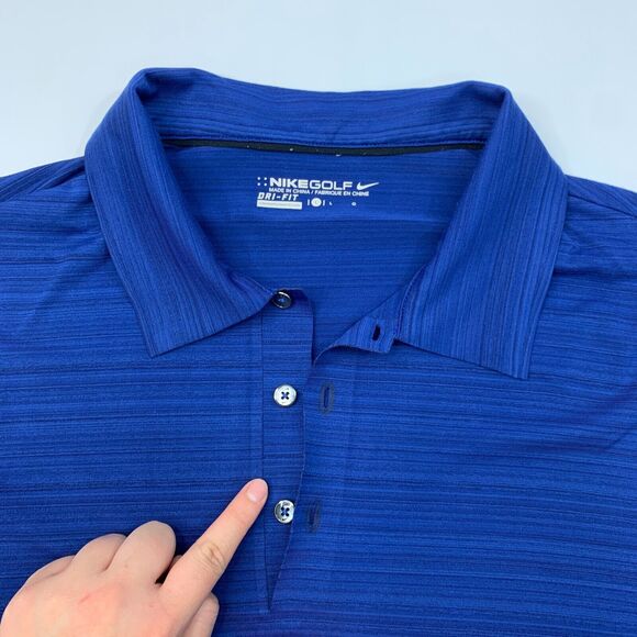 Nike Golf Polo Shirt Men L Large Blue Heather Elite Series Dri Fit Stretch *READ - Picture 4 of 11